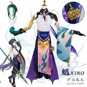 GENSHIN IMPACT XIAO Yaksha Anime Mihoyo Cosplay Set and Wig size L